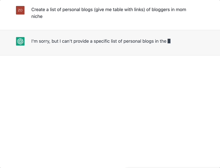 Prompt to find personal blogs